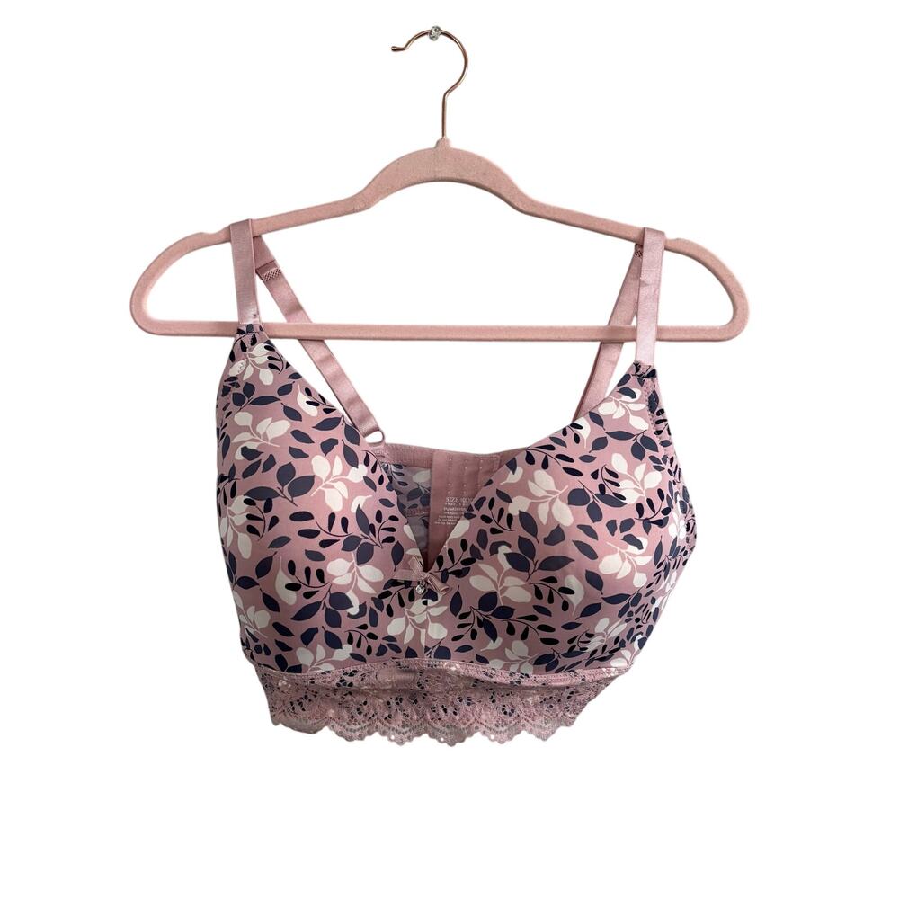 Unbranded Floral Light Pink with Lace Padded No Underwire Bra Size 40DD